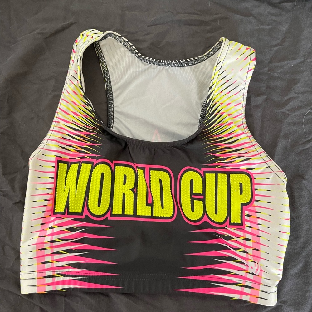 World Cup Grey and Neon Sports Bra